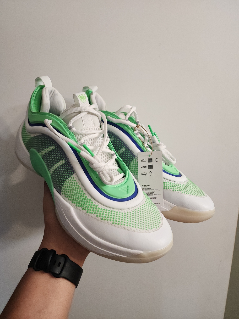 adidas Men's DON Issue 7 White and Neon Green Low-Top Sneakers